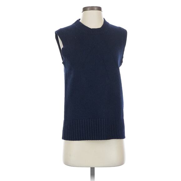 Knatchbull Recycled Cashmere Sleeveless Sweater Navy Blue Small - Picture 1 of 4